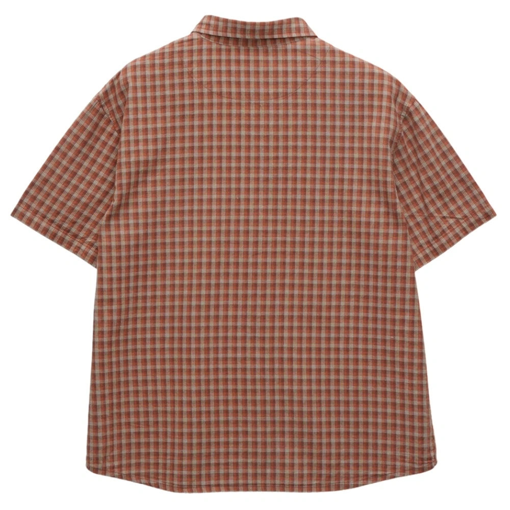 S-Double Block Check Summer Rust Button Up Shirt