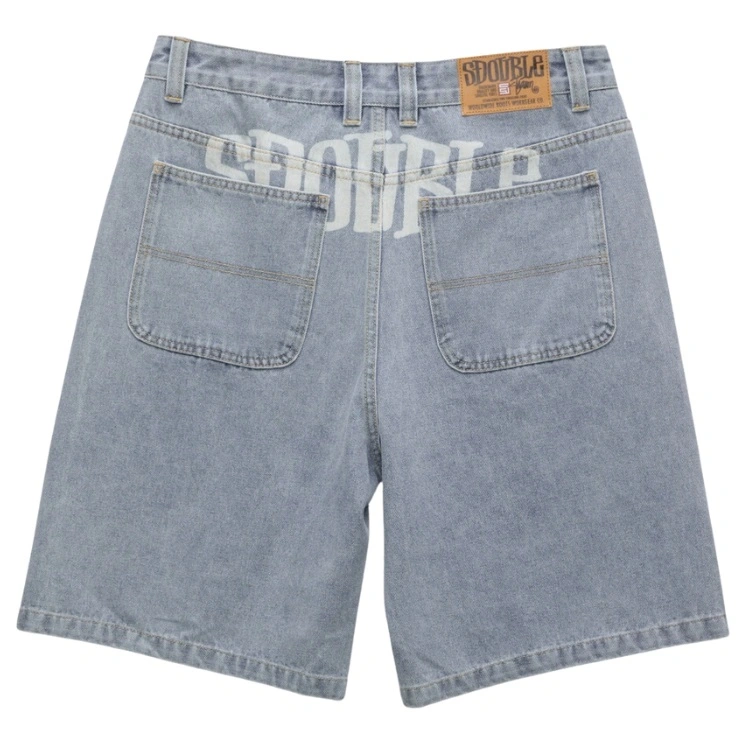 S-Double Print Denim Standard Light Blue Shorts