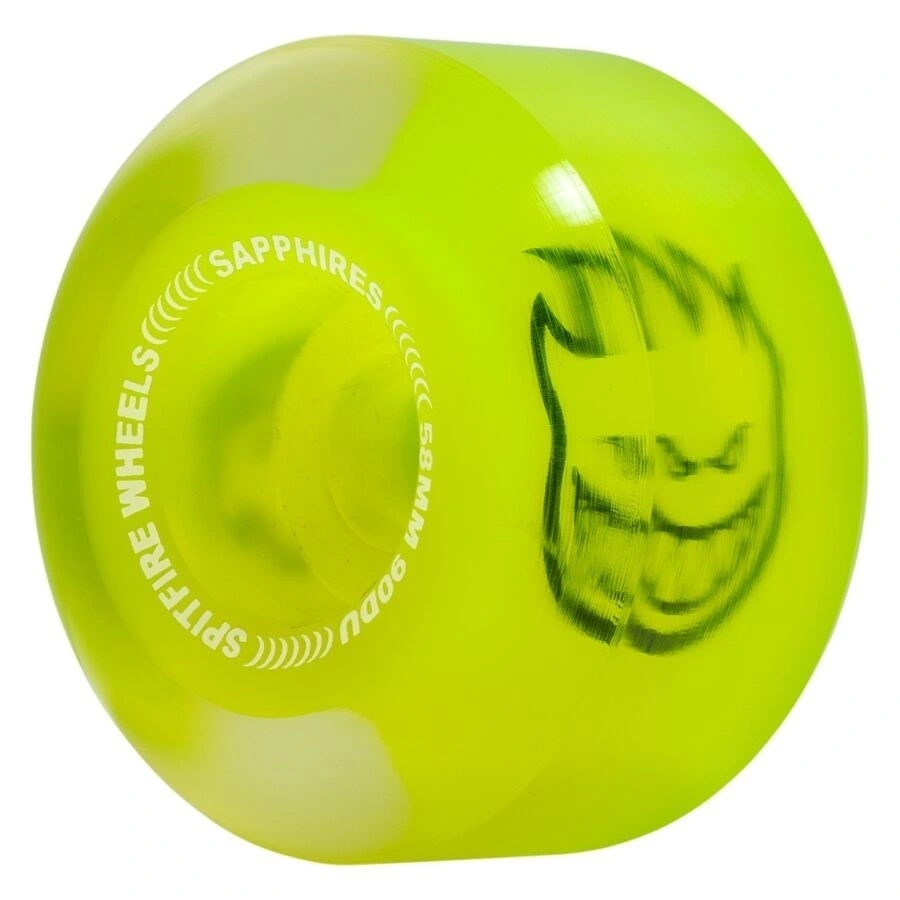 Spitfire Sapphire Neon Yellow Conical Full 90D 58mm Skateboard Wheels