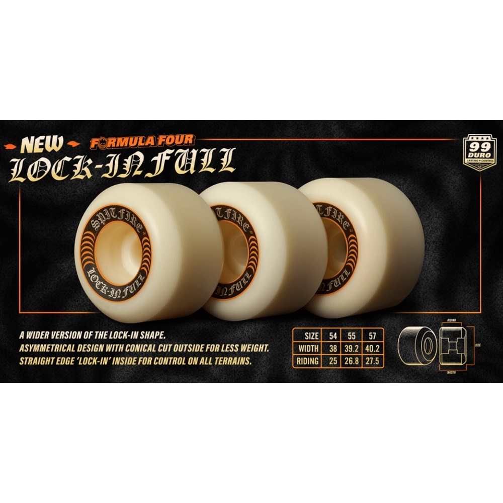 Spitfire Grimple Head Lock In Full Natural F4 99D 54mm Skateboard Wheels