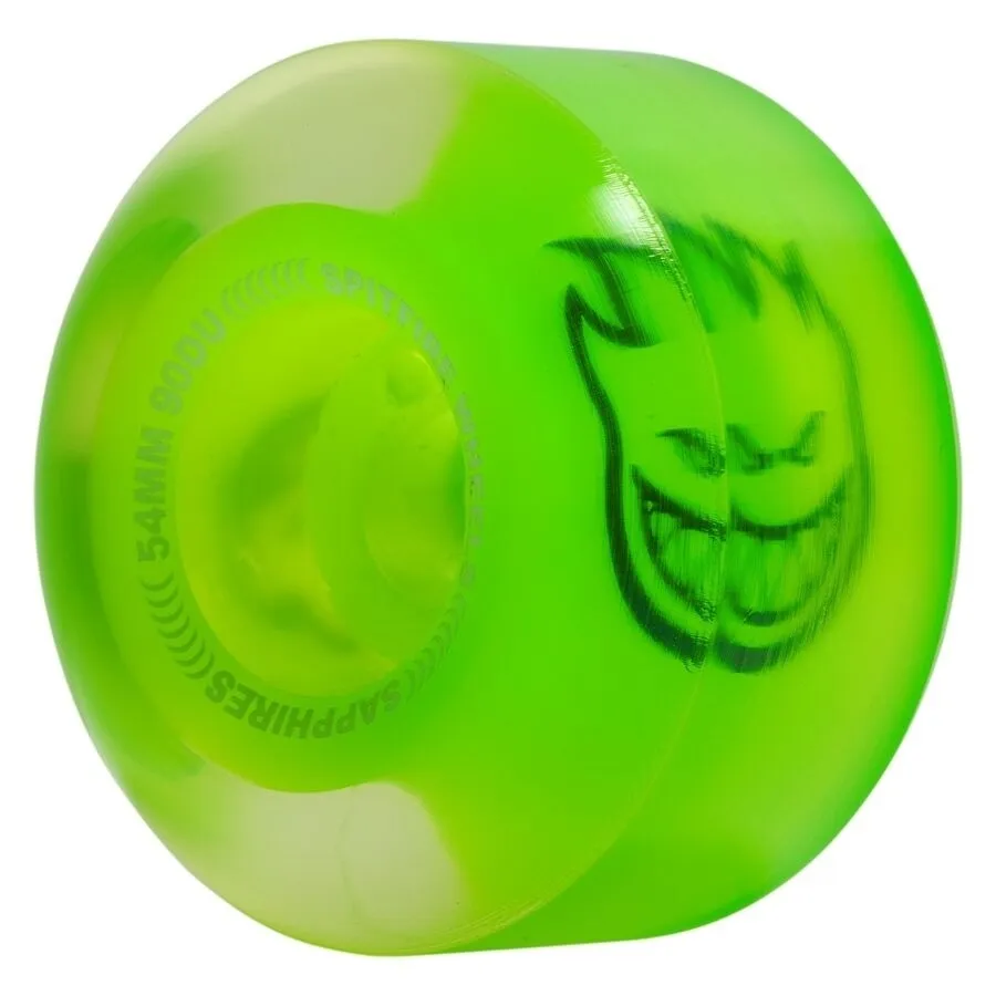 Spitfire Sapphire Neon Green Conical Full 90D 54mm Skateboard Wheels