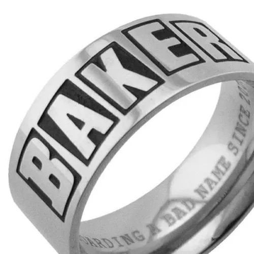 Baker Brand Logo Silver Ring