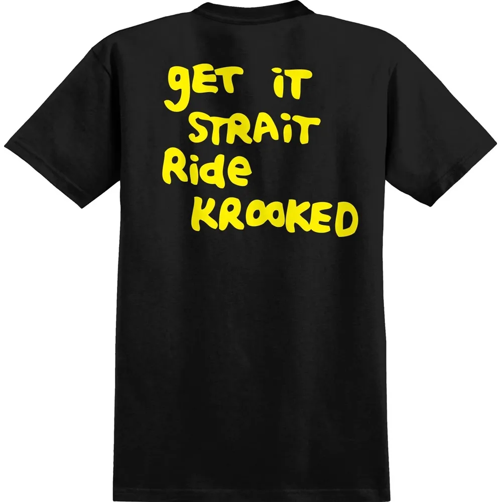 Krooked Pocket Strait Eyes Black Yellow T-Shirt