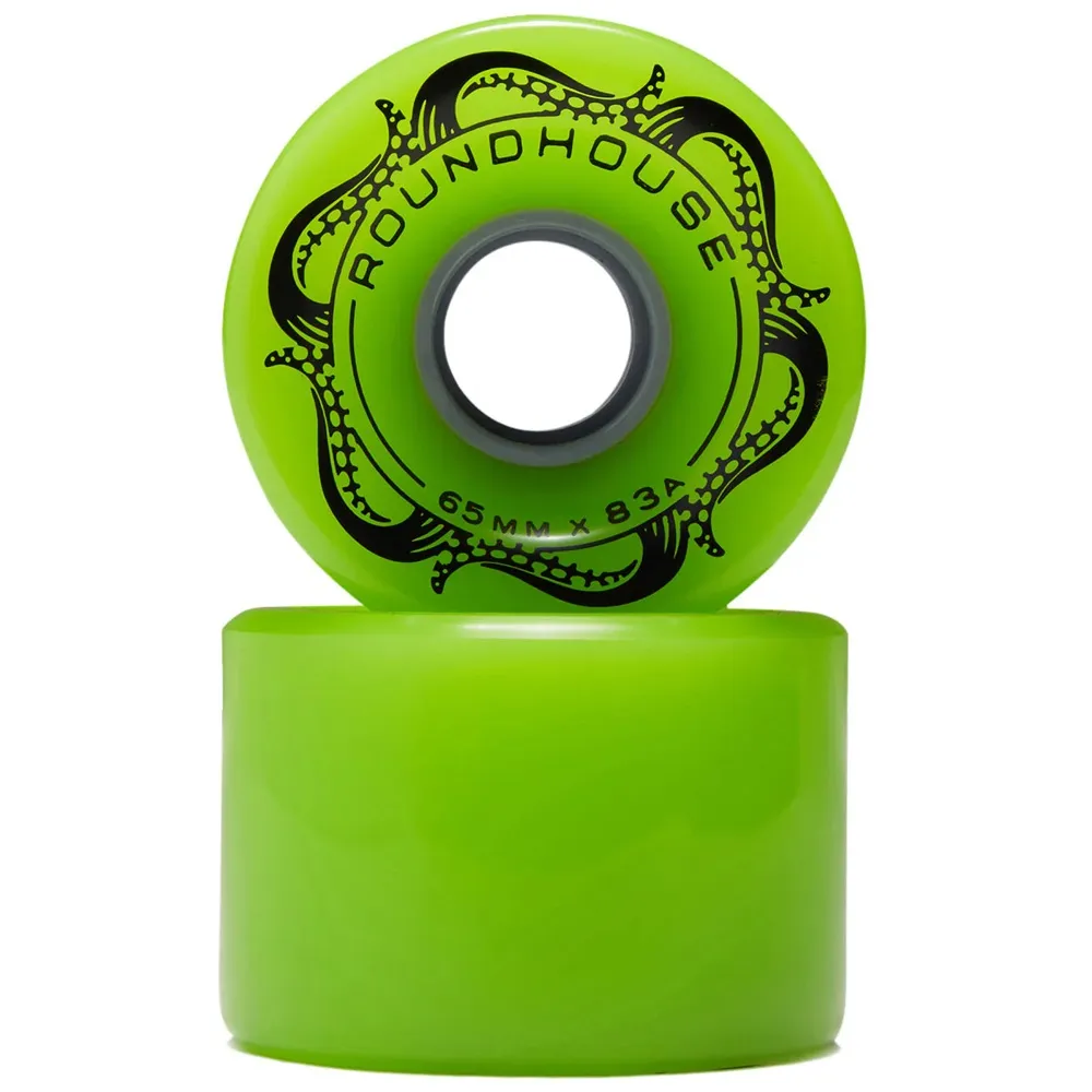 Carver Roundhouse Slick Green Glow 83A 65mm Skateboard Wheels