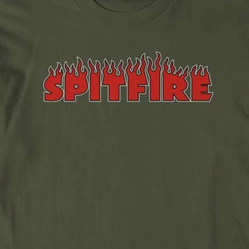 Spitfire Demonseed Script Military Green Long Sleeve Shirt