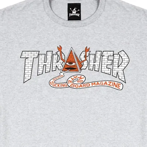 Thrasher X Toy Machine Pyramid Ash Grey T-Shirt