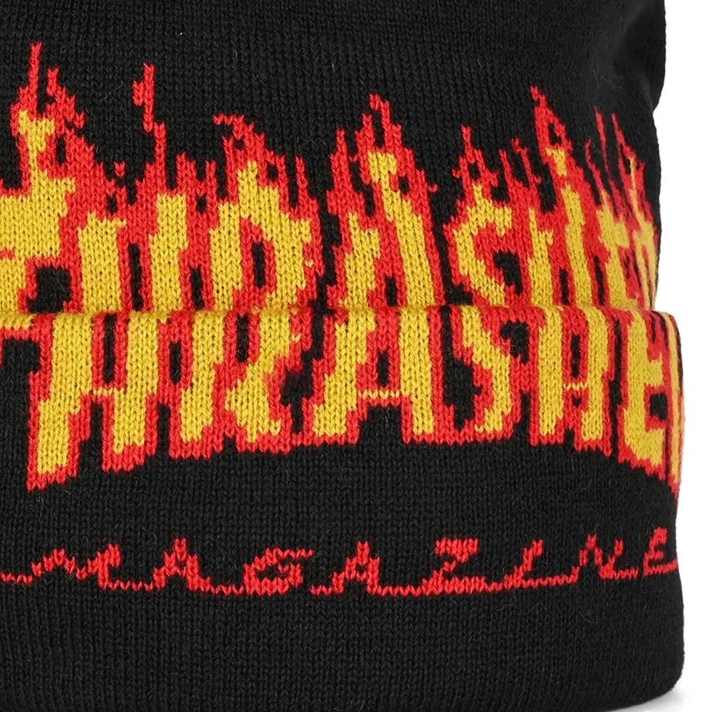 Thrasher Flame Fold Black Beanie