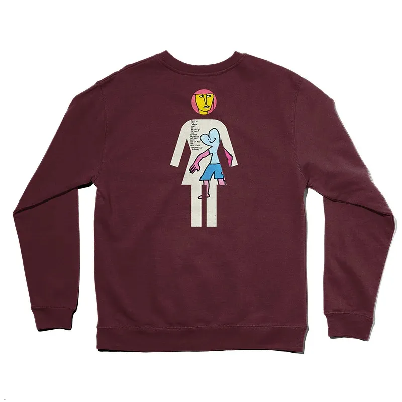 Girl Gonz Burgundy Crew Jumper