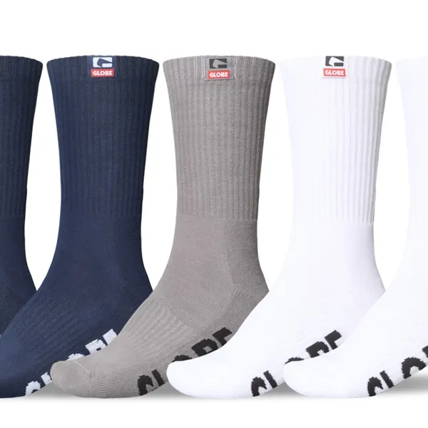 Globe Woven Logo Hi Crew Assorted 5 Pairs Mens Socks