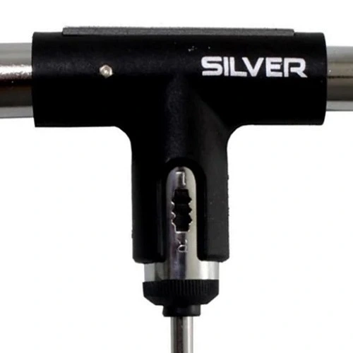 Silver Black Skateboard Tool