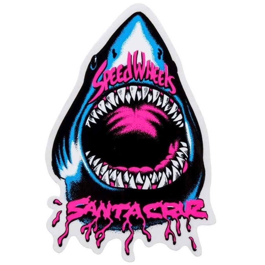 Santa Cruz Speed Wheels Shark Sticker [Colour: Blue Pink]