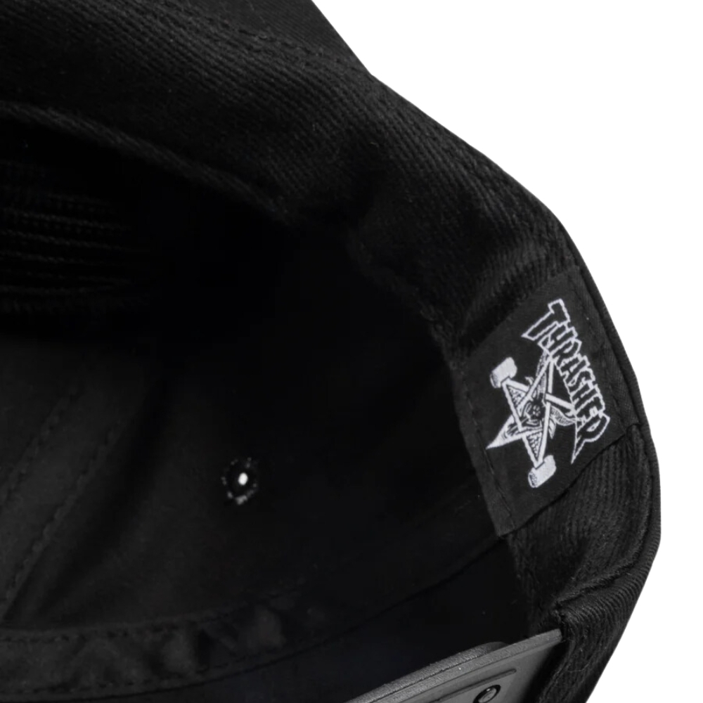 Thrasher Flame Embroidered Black Snapback Hat