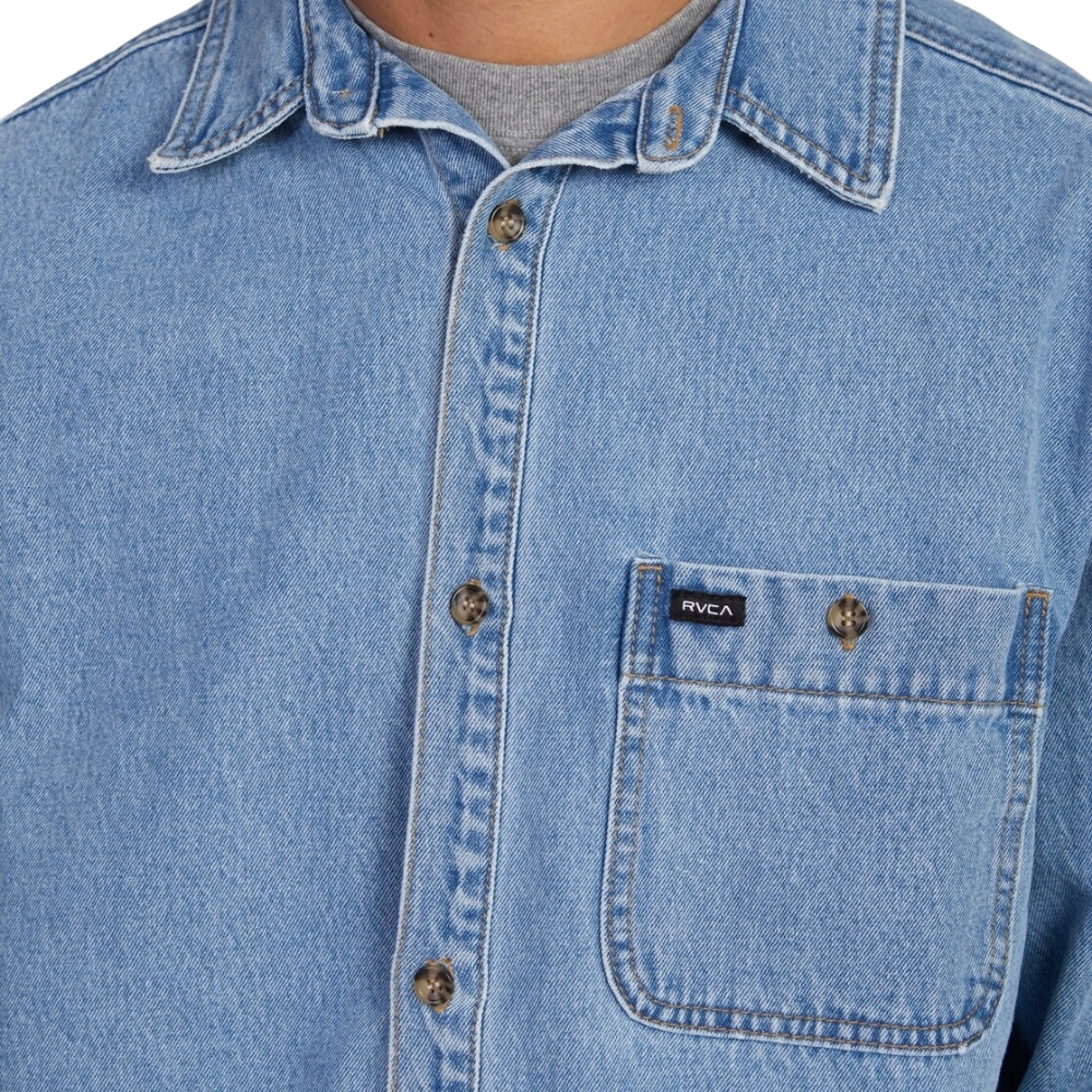 RVCA Wide Load Denim Vintage Long Sleeve Shirt [Size: M]