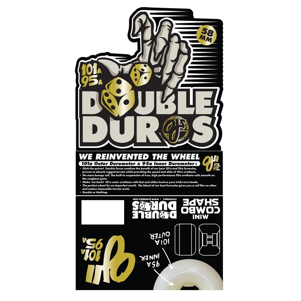 OJ Double Duro Mini Combo White 101A/95A 58mm Skateboard Wheels