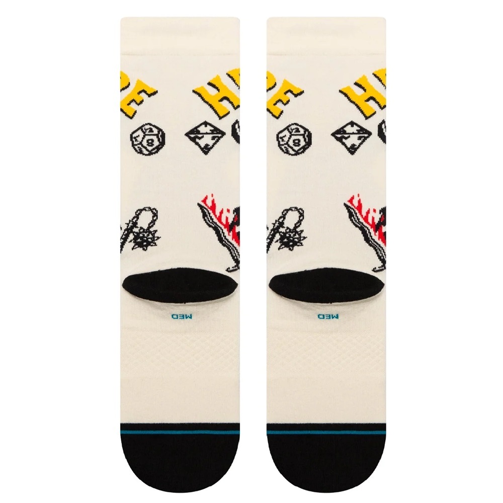 Stance X Stranger Things Hellfire Vintage White Large Mens Socks