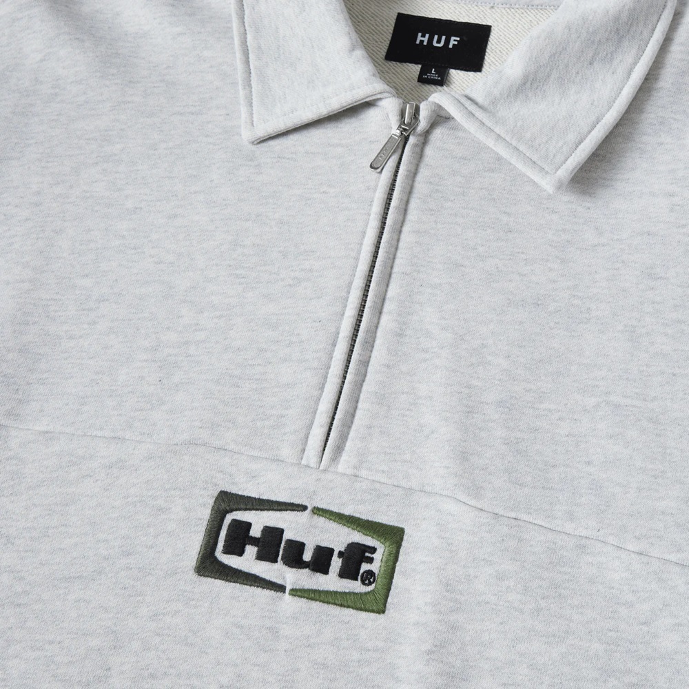 Huf Slate Quarter Heather Grey Zip Fleece Jacket [Size: L]