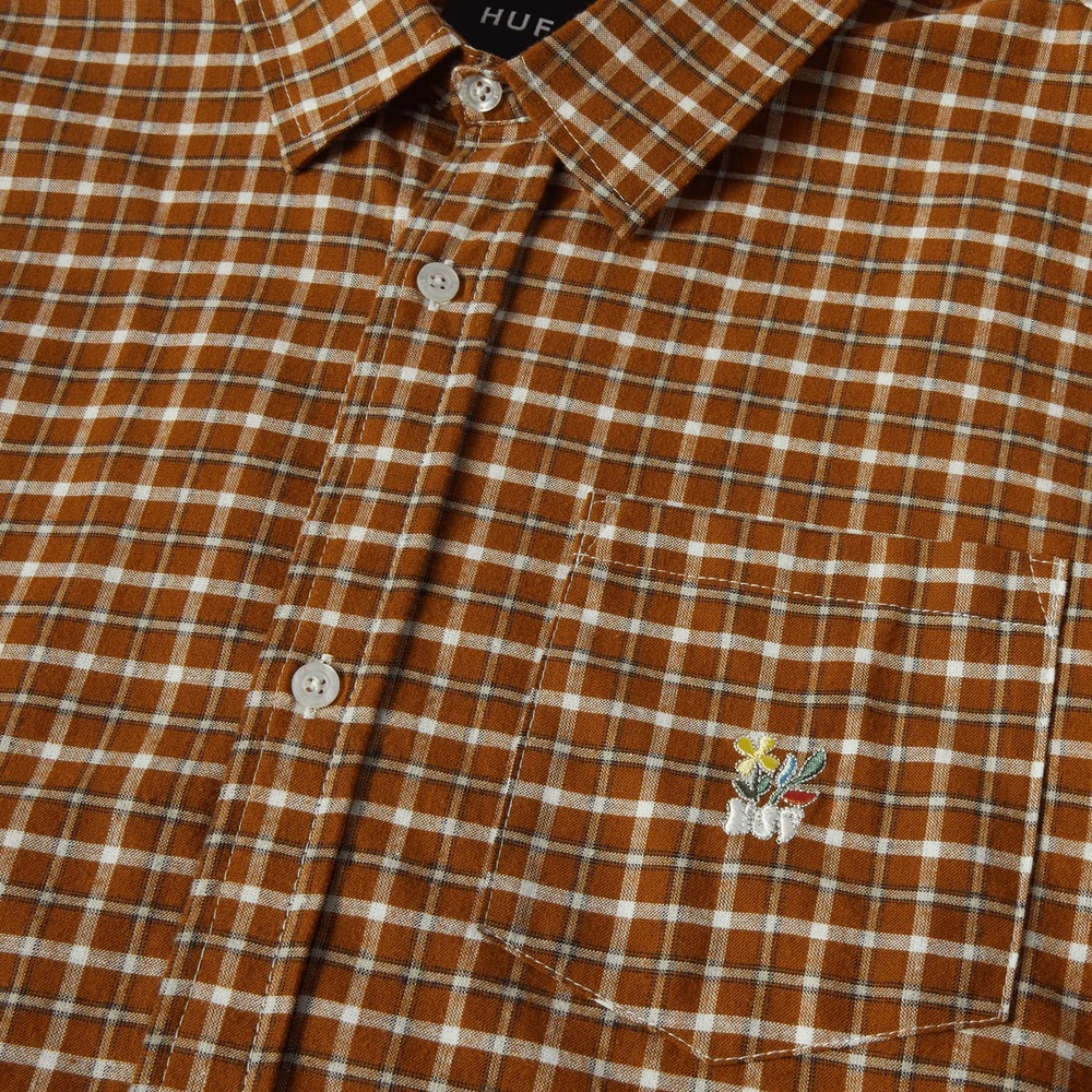 Huf Echo Oxford Plaid Russet Button Up Shirt [Size: L]