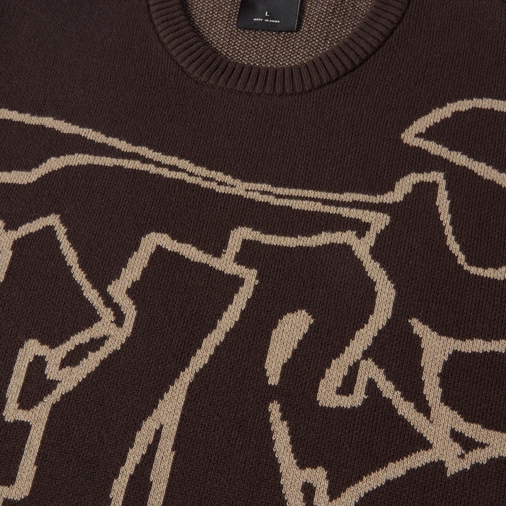 Huf Outlines Sweater Espresso Crew Jumper [Size: L]