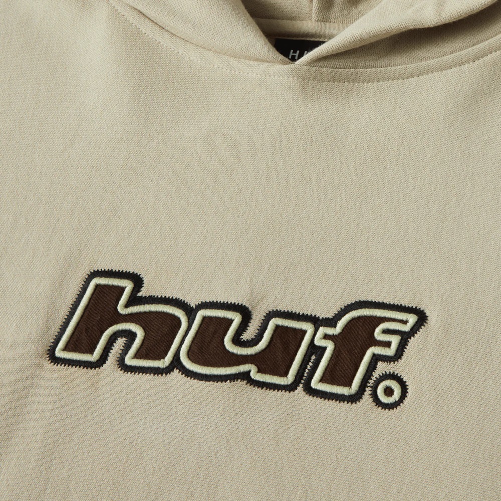 HUF Logo Applique Fleece Putty Hoodie [Size: L]