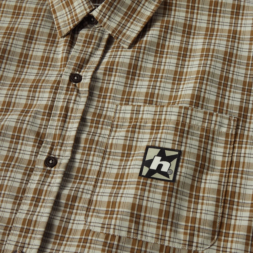 Huf H Star Plaid Putty Button Up Shirt [Size: L]