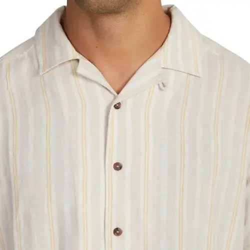 RVCA Beat Stripe Sand Button Up Shirt [Size: M]