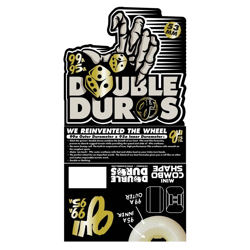 OJ Double Duro Mini Combo White 101A/95A 53mm Skateboard Wheels