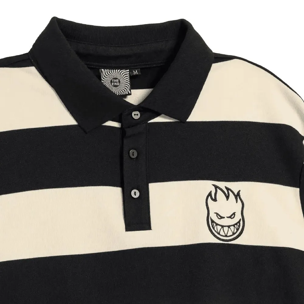 Spitfire Rugby Bighead White Black Long Sleeve Shirt [Size: M]