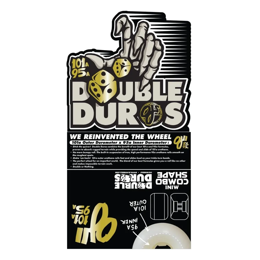 OJ Double Duro Mini Combo White Gum 101A/95A 54mm Skateboard Wheels