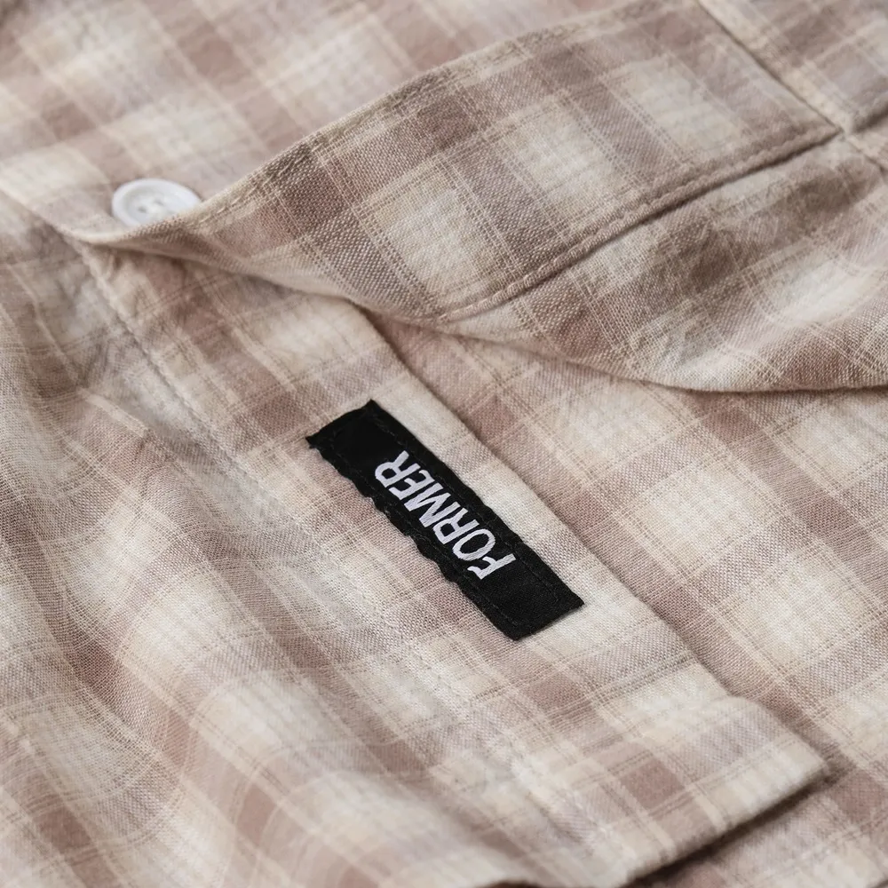 Former Manners Check Taupe Button Up Shirt [Size: M]