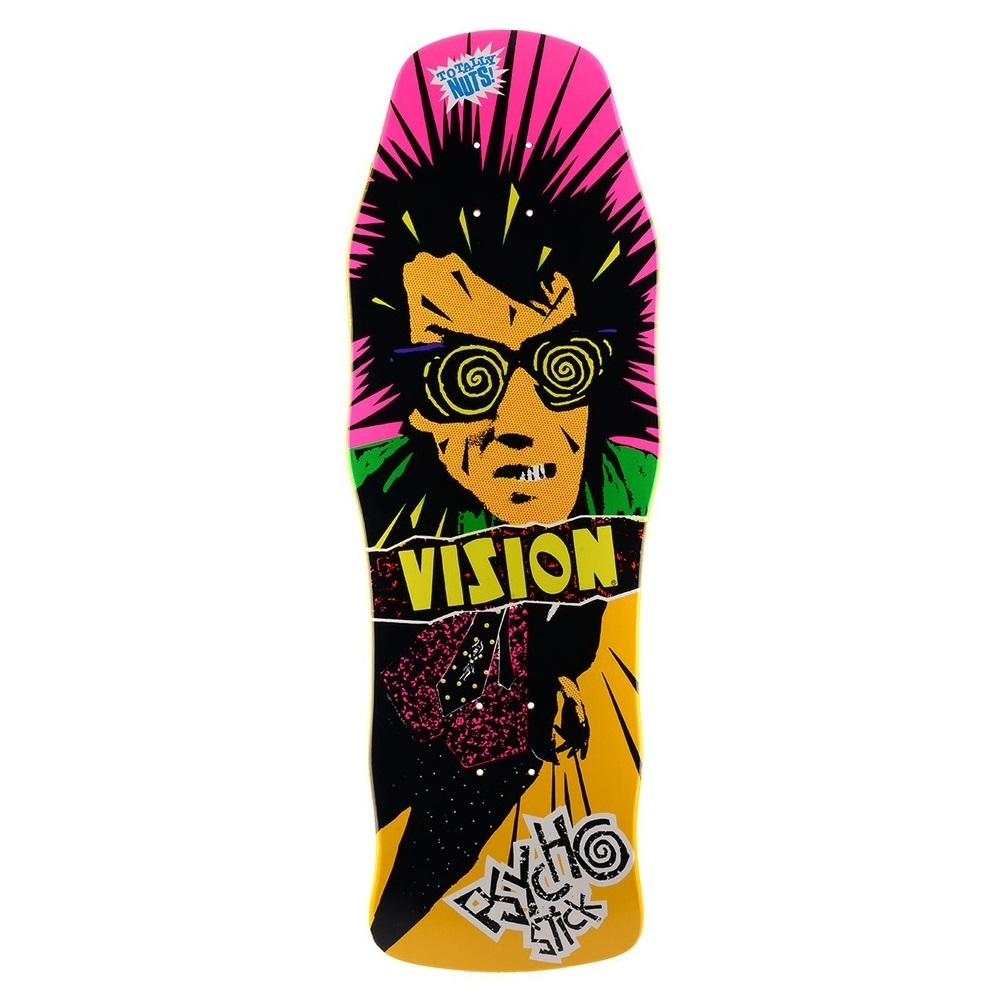 Vision Psycho Stick Yellow Reissue Skateboard Deck