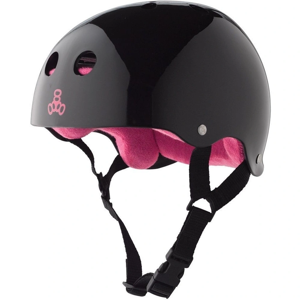 Triple 8 Brainsaver Sweatsaver Black Pink Gloss Helmet [Size: XS]