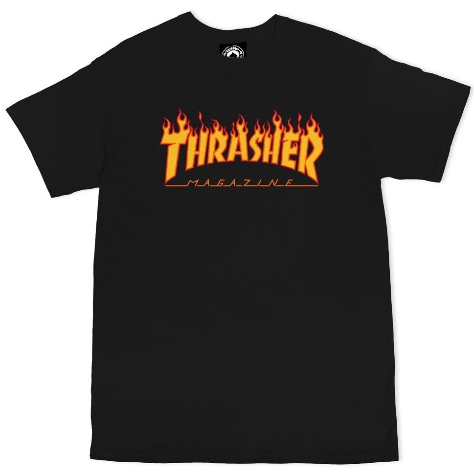 Thrasher Flame Black T-Shirt [Size: XL]