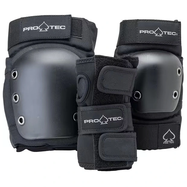 Protec Knee Elbow Wrist Street 3 Pack Black Youth Protective Pad Set [Size: Youth S]