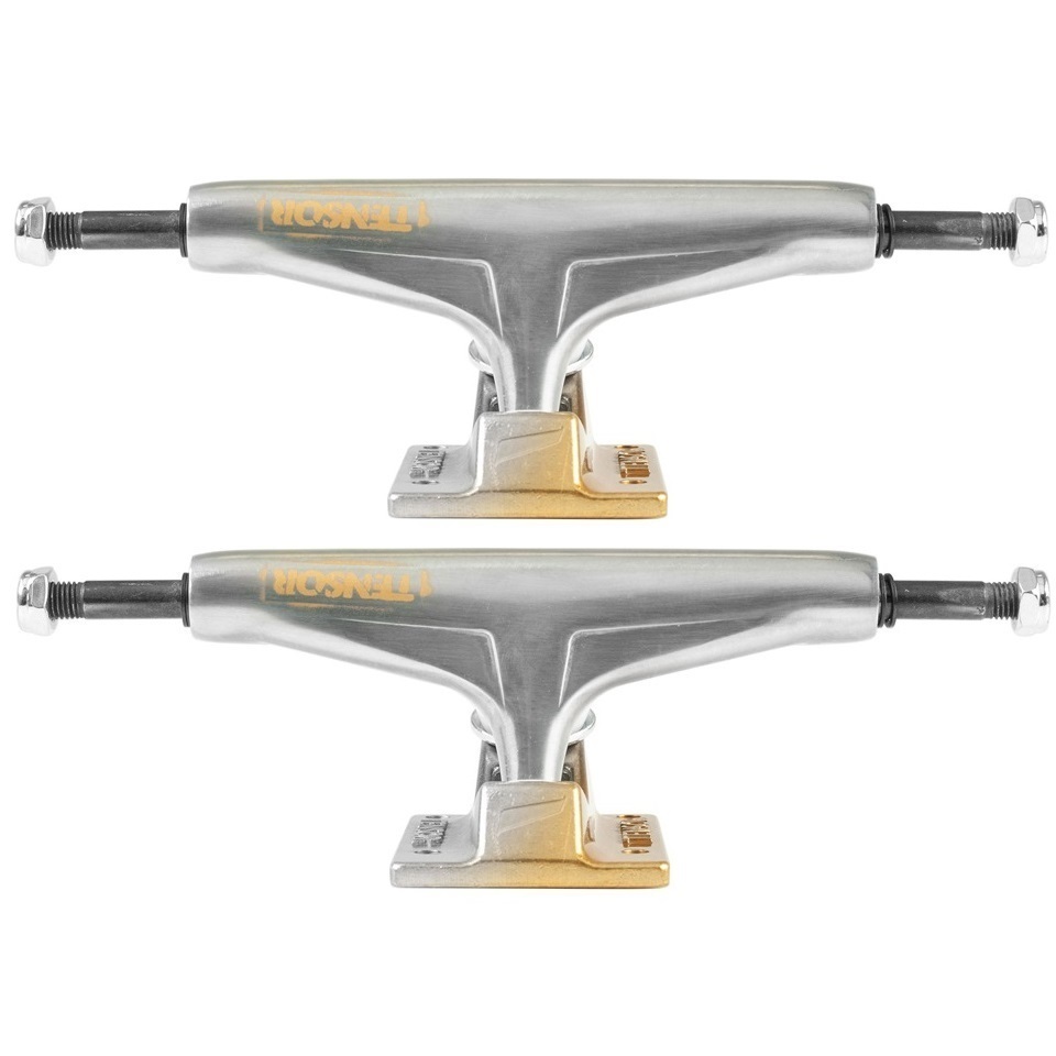 Tensor Aluminum Stencil Mirror Raw Gold Fade Set Of 2 Skateboard Trucks [Size: Tensor 5.25]