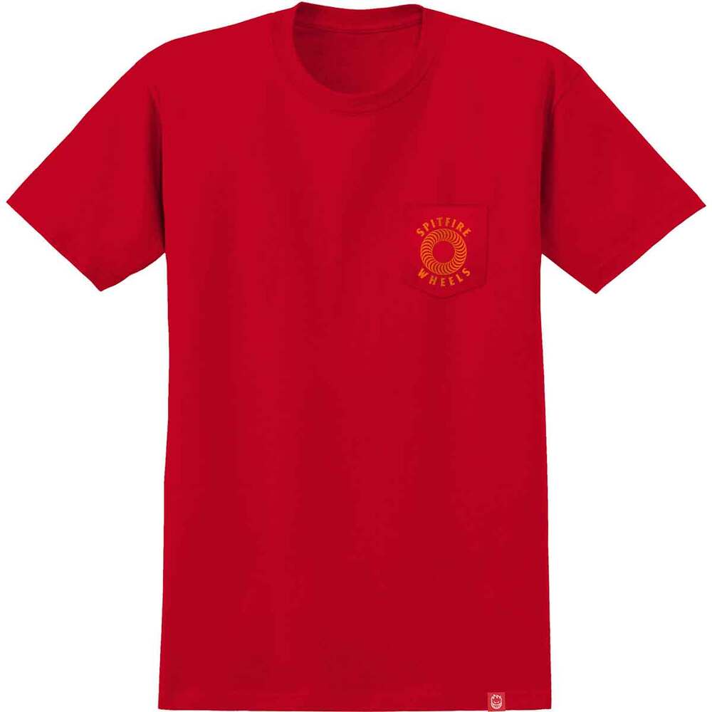 Spitfire Hollow Classic Pocket Red Orange T-Shirt [Size: L]