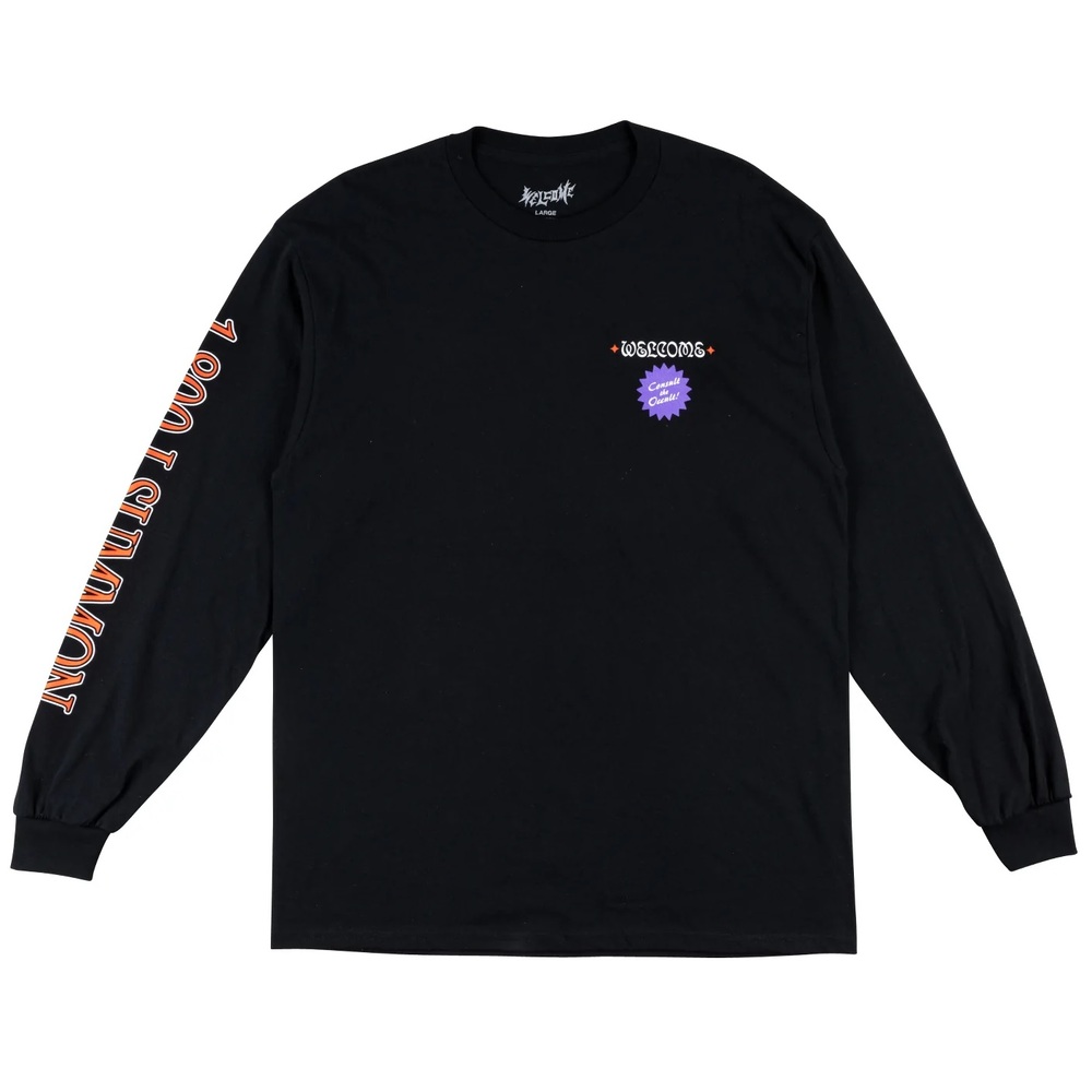 Welcome Skateboards Hotline 2 Black Long Sleeve Shirt [Size: S]