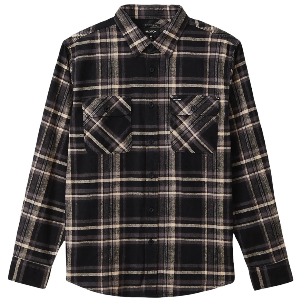 Brixton Bowery Stretch X Flannel Black Charcoal II Button Up Shirt