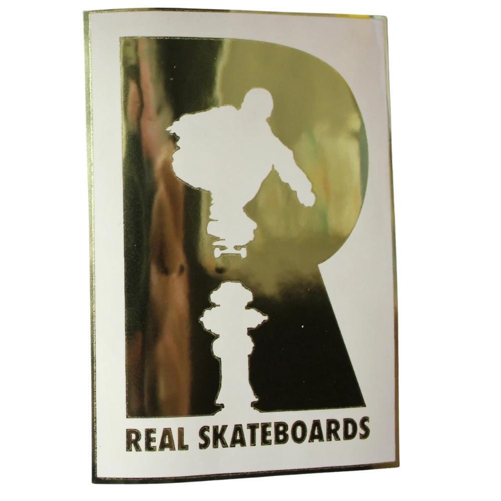 Real R Logo Foil Small Skateboard Sticker [Colour: White]