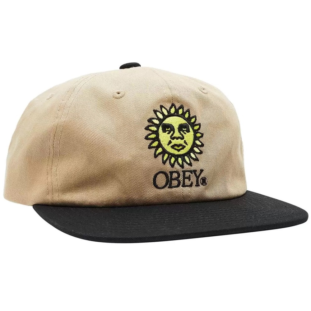 Obey Sunshine 6 Panel Khaki Snapback Hat