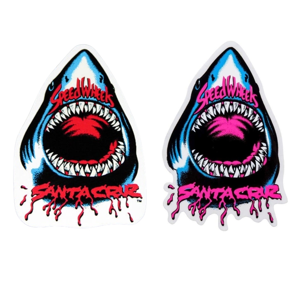 Santa Cruz Speed Wheels Shark Sticker [Colour: Blue Pink]