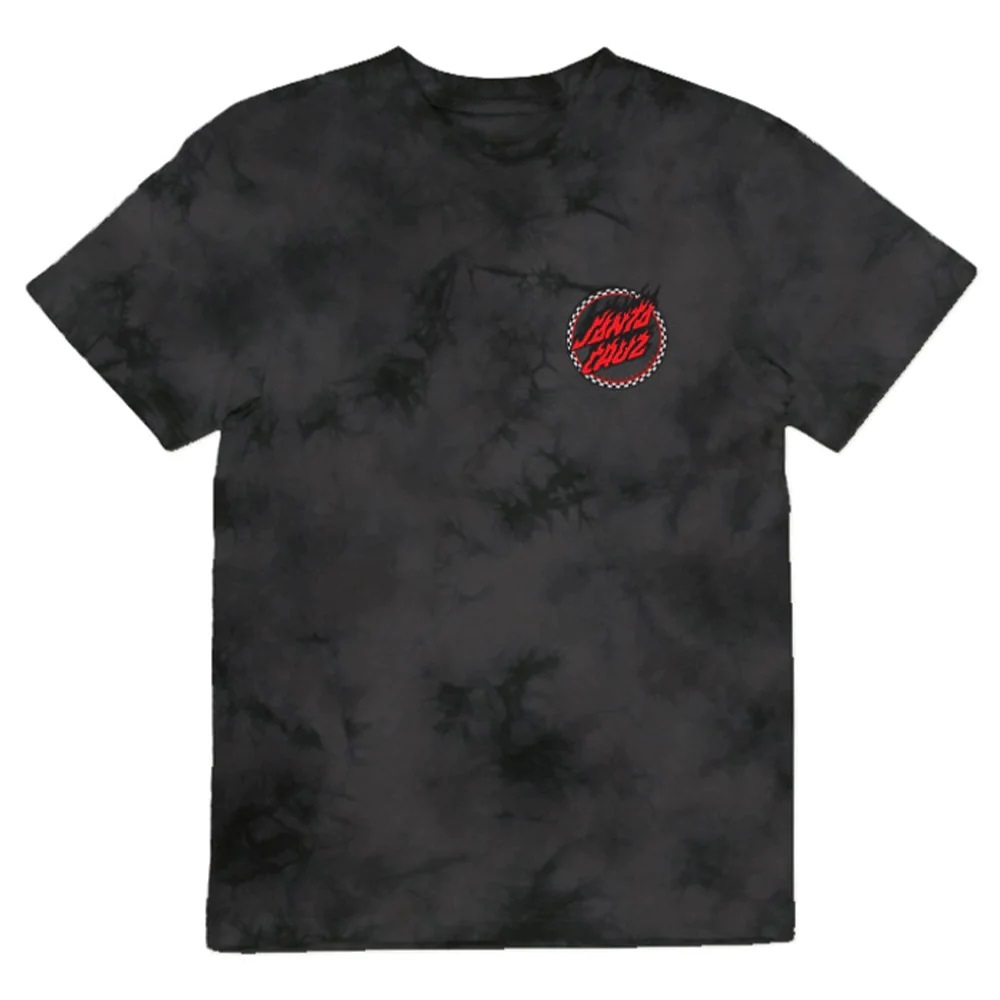 Santa Cruz Checked Out Flame Dot Front Black Tie Dye Youth T Shirt