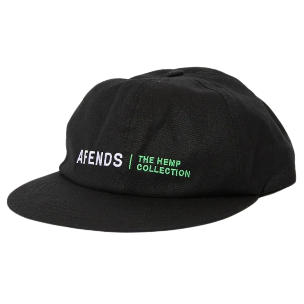 Afends Horizon Recycled 6 Panel Black Hat Cap