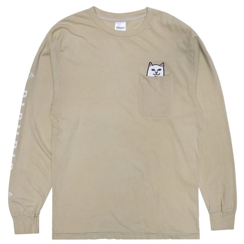 RipNDip Lord Nermal Pocket Tan Long Sleeve Shirt [Size: S]