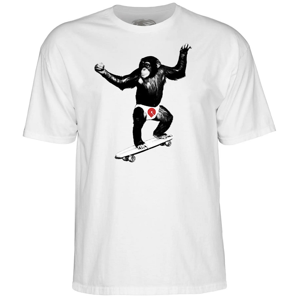 Powell Peralta Skate Chimp White T-Shirt [Size: S]