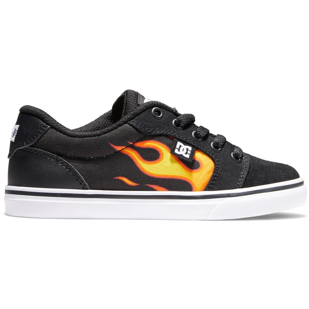 DC Anvil Black Flames Youth Skate Shoes [Size: US 1]