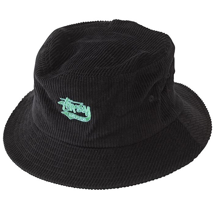 Stussy Slugger Cord Black Bucket Hat