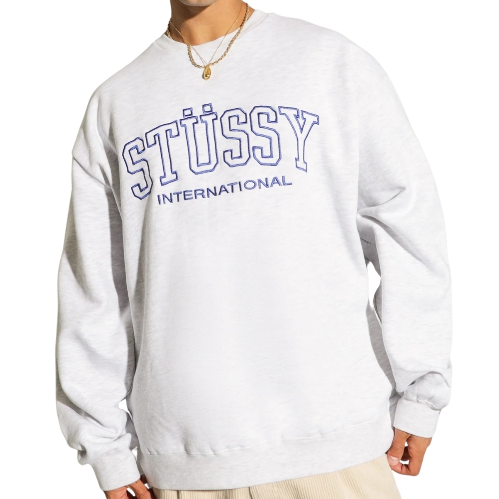 Stussy Embroidered College International Snow Marle Crew Jumper [Size: XXL]