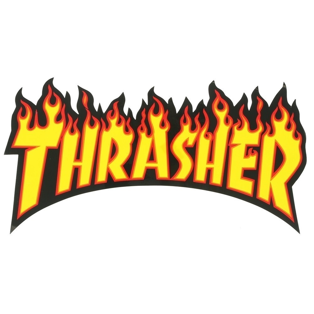 Thrasher Flame Logo Medium Sticker [Colour: Black Yellow]