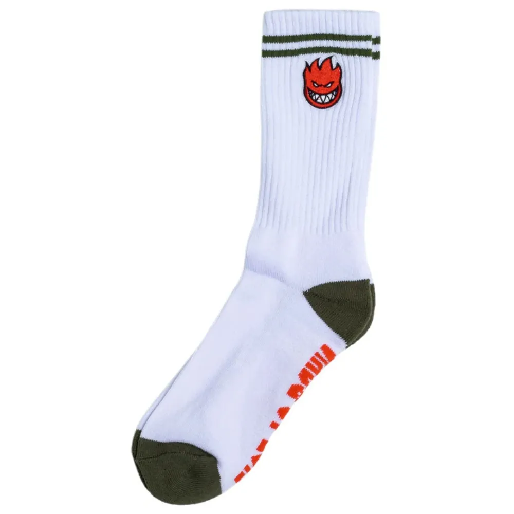 Spitfire Bighead Fill Emb White Olive Red 1 Pair Mens Socks