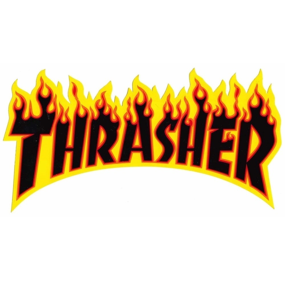 Thrasher Flame Logo Large Sticker [Colour: Yellow Black]